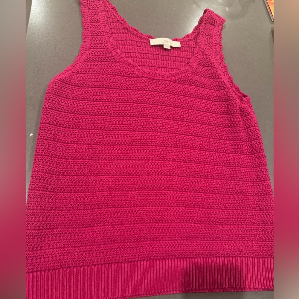 LOFT Pink Knit Tank Top
